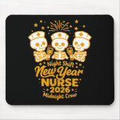 Fun Skeleton Er Icu Nurse Night Shift Crew New Yea Mousepad (Vorne)