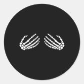 Fun Skeleton Hands Halloween Girls Skeleton Bra Runder Aufkleber (Vorderseite)