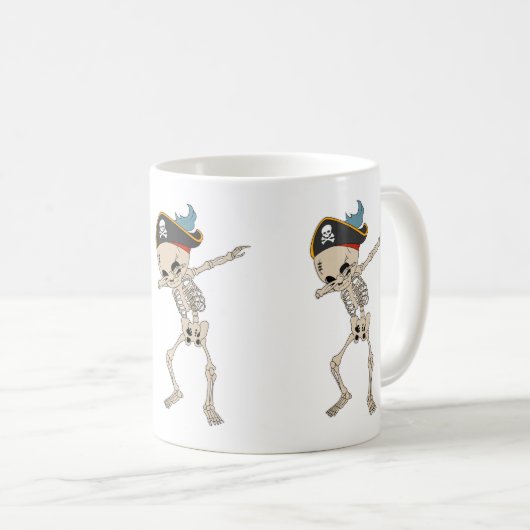 Fun Skeleton Pirate Halloween Dab Dancer Kaffeetasse (VorderseiteRechts)
