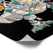 Fun Skeleton Riding Mummy Dinosaur T rex Halloween Poster (Ecke)