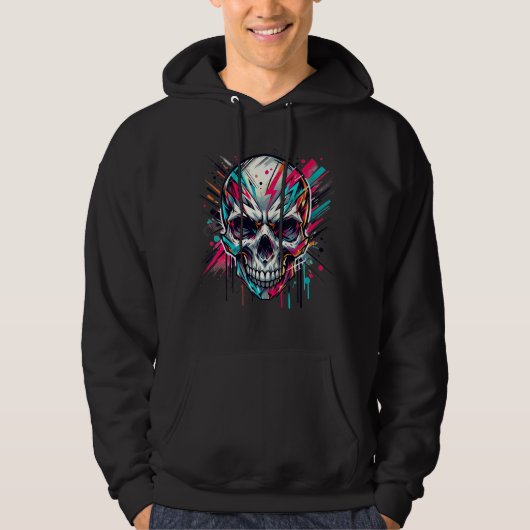 Fun Skeleton Skull, Abstrakt, Geburtstagsmänner Hoodie (Vorderseite)