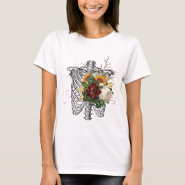 Fun Skeleton und Blumendesign Tee Shirt