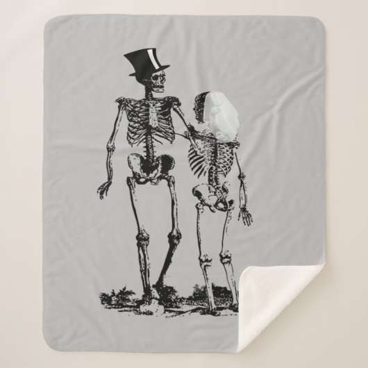 Fun Skeleton Wedding Couple Sherpadecke (Vorderseite)