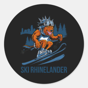 Fun Ski Rhinelander Wintersportabenteuer Crazy Runder Aufkleber