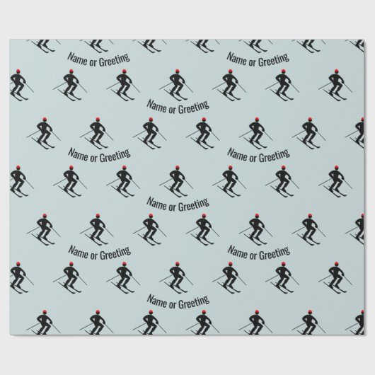 Fun Skier Motif mit eigenem Namen oder eigenen Wün Geschenkpapier (Flach)