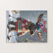 Fun Skiing Elche Weihnachten Personalisierte Puzzl Puzzle (Horizontal)