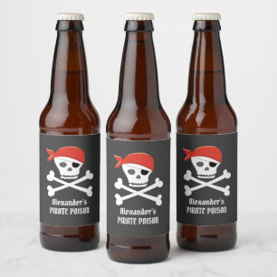 Fun Skull Crossbones Pirate Gift Personalisiert Bierflaschenetikett