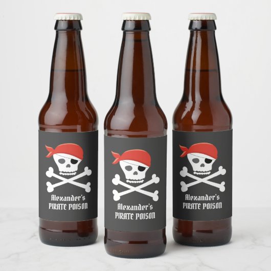 Fun Skull Crossbones Pirate Gift Personalisiert Bierflaschenetikett (Flaschen)