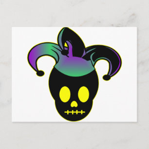 Fun Skull Jester Tattoo Postkarte