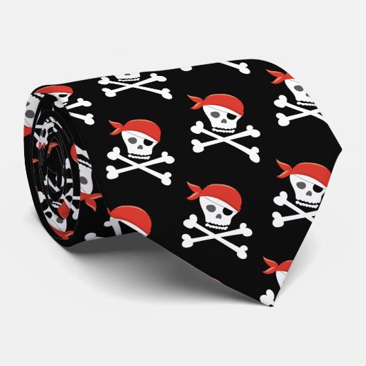 Fun Skull und Crossbones Pattern Pirate Krawatte (Gerollt)
