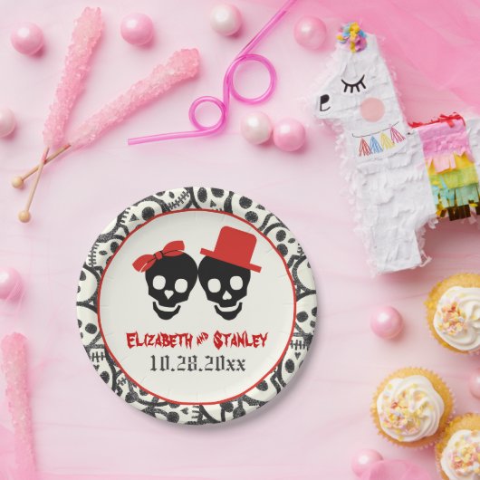 Fun skulls Halloween-Hochzeit und Schwarz Pappteller (Party)