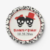 Fun skulls Halloween-Hochzeit und Schwarz Pappteller (Vorderseite)