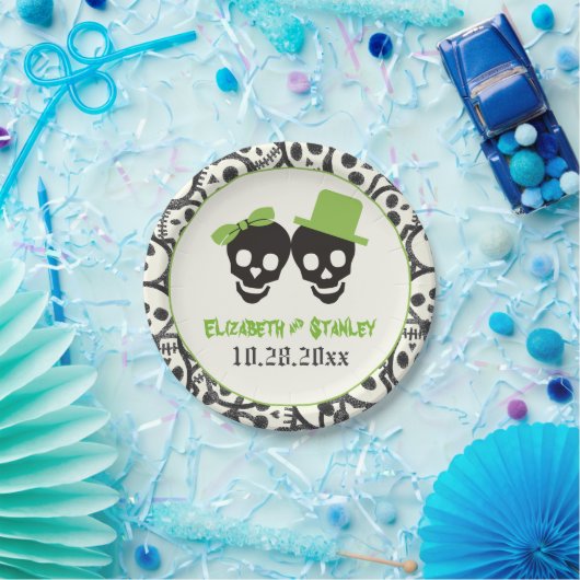 Fun skulls Halloween-Hochzeit und Schwarz Pappteller (Party)