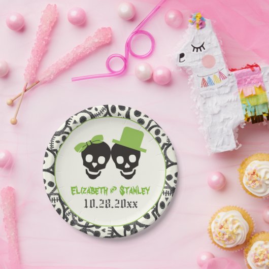 Fun skulls Halloween-Hochzeit und Schwarz Pappteller (Party)