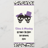 Fun Skulls Halloween lila Hochzeitskarte Menükarte (Vorderseite)