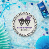 Fun Skulls Halloween lila und schwarze Hochzeit Pappteller (Party)