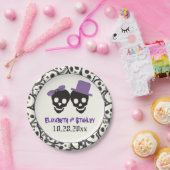 Fun Skulls Halloween lila und schwarze Hochzeit Pappteller (Party)