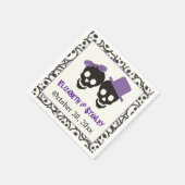 Fun Skulls Halloween lila und schwarze Hochzeit Serviette (Ecke)