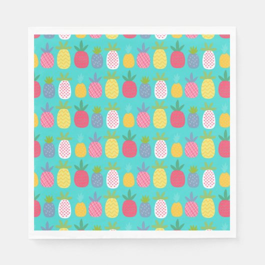 Fun sky blau farbige Ananas gemustert Serviette (Vorderseite)