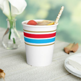 Fun Sky Blue Red Top Edge Rennstreifen auf Weiß Pappbecher