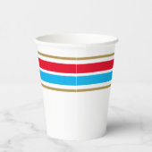 Fun Sky Blue Red Top Edge Rennstreifen auf Weiß Pappbecher (Rechts)