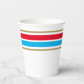 Fun Sky Blue Red Top Edge Rennstreifen auf Weiß Pappbecher (Vorderseite)