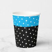 Fun Sky Blue Top Streifen auf Schwarz-weißen Polka Pappbecher (Rechts)