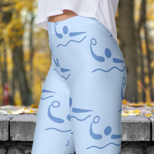 Fun Slate Blue Womens Water Polo Muster Leggings