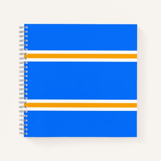 Fun Sleek Bright Blue Gelb White Racing Streifen Notizblock (Vorderseite)