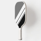 Fun Sleek Modernes, grau Schwarz-weißes Rennen Str Pickleball Schläger (Links)