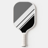 Fun Sleek Modernes, grau Schwarz-weißes Rennen Str Pickleball Schläger (Rückseite)