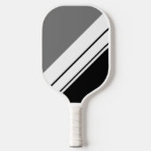 Fun Sleek Modernes, grau Schwarz-weißes Rennen Str Pickleball Schläger (Vorderseite)