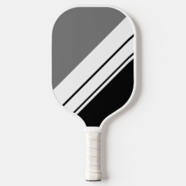 Fun Sleek Modernes, grau Schwarz-weißes Rennen Str Pickleball Schläger