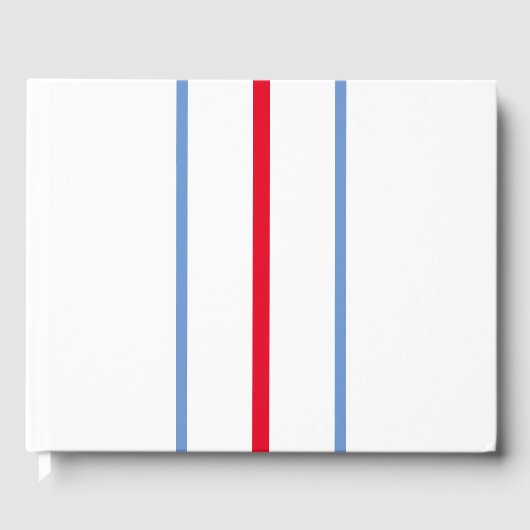 Fun Sleek Red Light Blue Rennstreifen auf Weiß Gästebuch (Vorderseite)