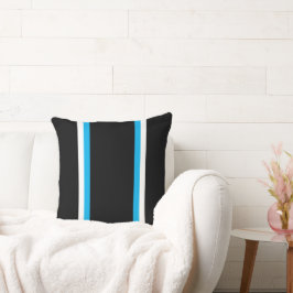 Fun Sleek Sky Blue White Racing Streifen auf schwa Kissen