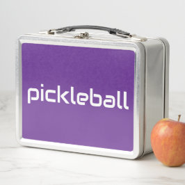 Fun Sleek White PICKLEBALL Text auf Royal Lila Metall Brotdose
