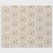 Fun Sloth Birthday Party Blue Theme Kids Geschenkpapier (Flach)