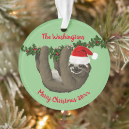 Fun Sloth in der Weihnachtsmannmütze Weihnachten Ornament