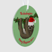 Fun Sloth in der Weihnachtsmannmütze Weihnachten Ornament (Vorderseite)