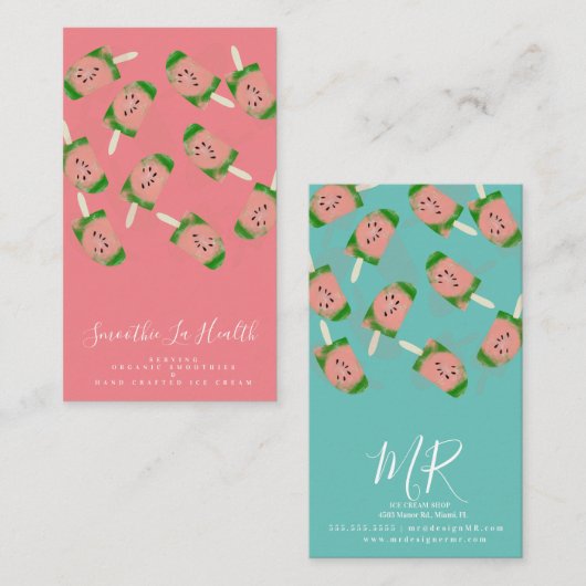 Fun Smoothie Milk Shake Frucht und Eiscreme Shop Visitenkarte (Vorne/Hinten)