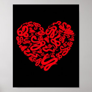 Fun Snake Lover Valentine's Day Heart Couple Schla Poster