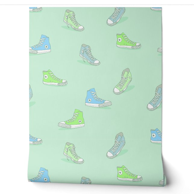 Fun Sneakers Green Blue Aqua Kinder Tapete (Abrollen)