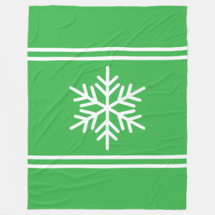 Fun Snowflake Weihnachten Grün weiße Racing Streif Fleecedecke