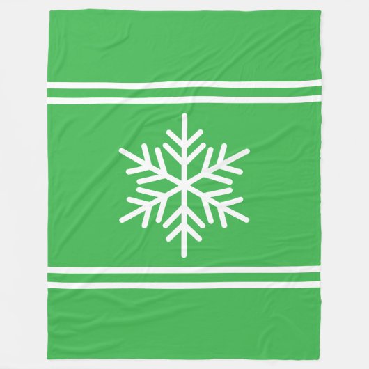 Fun Snowflake Weihnachten Grün weiße Racing Streif Fleecedecke (Vorderseite)