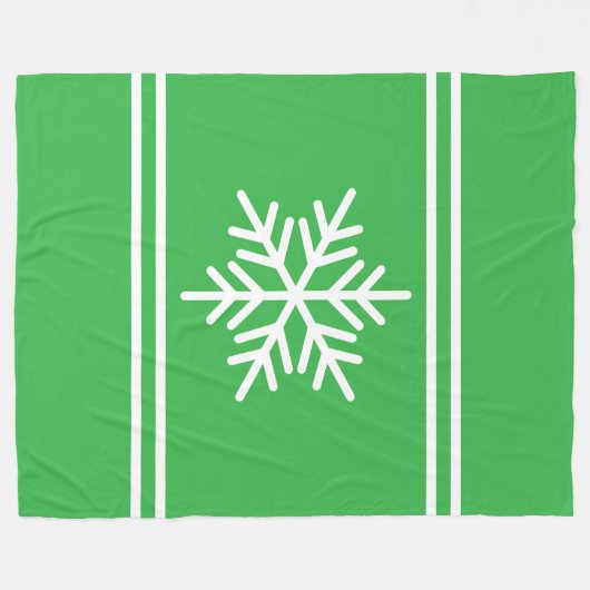 Fun Snowflake Weihnachten Grün weiße Racing Streif Fleecedecke (Vorderseite (Horizontal))