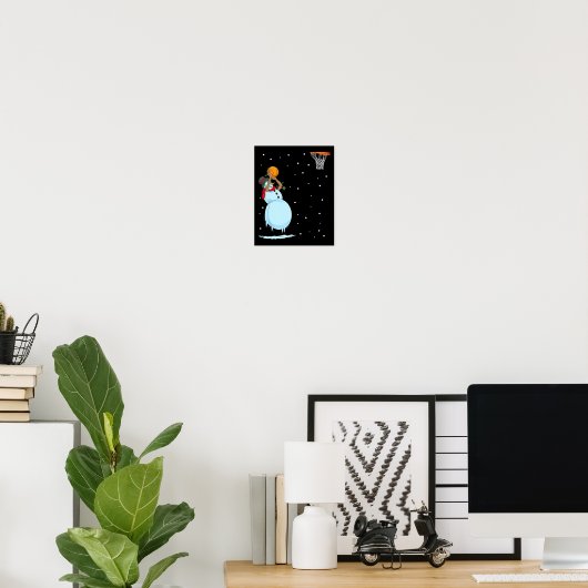 Fun Snowman Basketball Weihnachten Poster (Heimbüro)