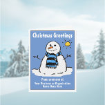 Fun Snowman Company Weihnachtskarte mit QR Code Feiertagskarte<br><div class="desc">Weihnachtskarte der Firma. Business Weihnachtskarte mit QR Code im Inneren. Weihnachts Grüße von einem Geschäft. Frohe Weihnachten für Kunden. Spaß Schneemann im Cartoon auf einer Weihnachtsgrüßkarte. Personalisieren Sie mit Ihrem Gruß,  Firmennamen und Nachricht,  etc. Kleinere Karte. Weihnachtskarten für Unternehmen.</div>