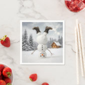 Fun Snowman Doing a Headstand  Serviette (Beispiel)