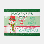 FUN Snowman for CHILD'S ROOM | Two GREEN Christmas Fußmatte (Vorderseite)