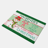 FUN Snowman for CHILD'S ROOM | Two GREEN Christmas Fußmatte (Schrägansicht)